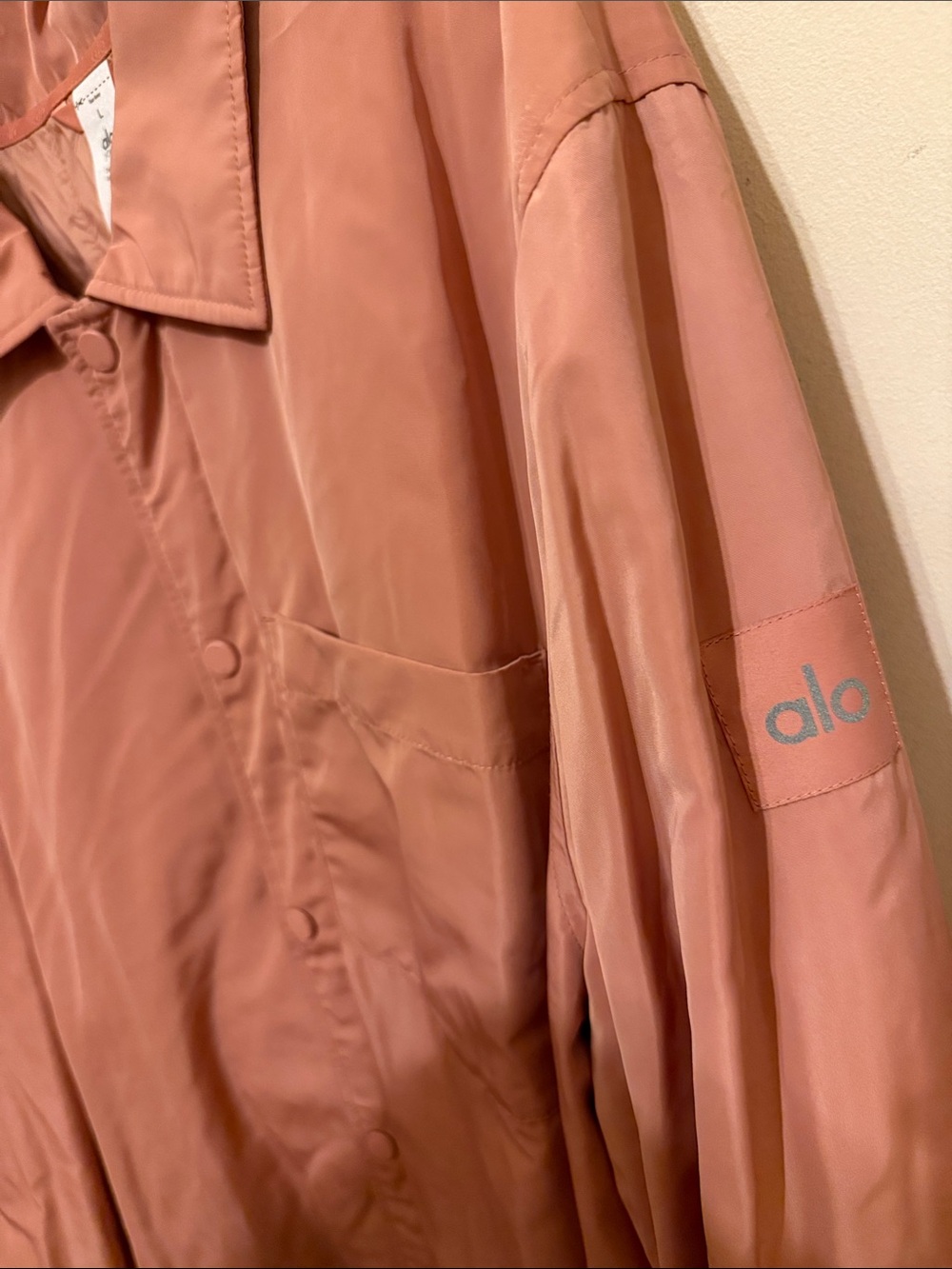 ALO Yoga Rose Mauve Satin Bomber Jacket